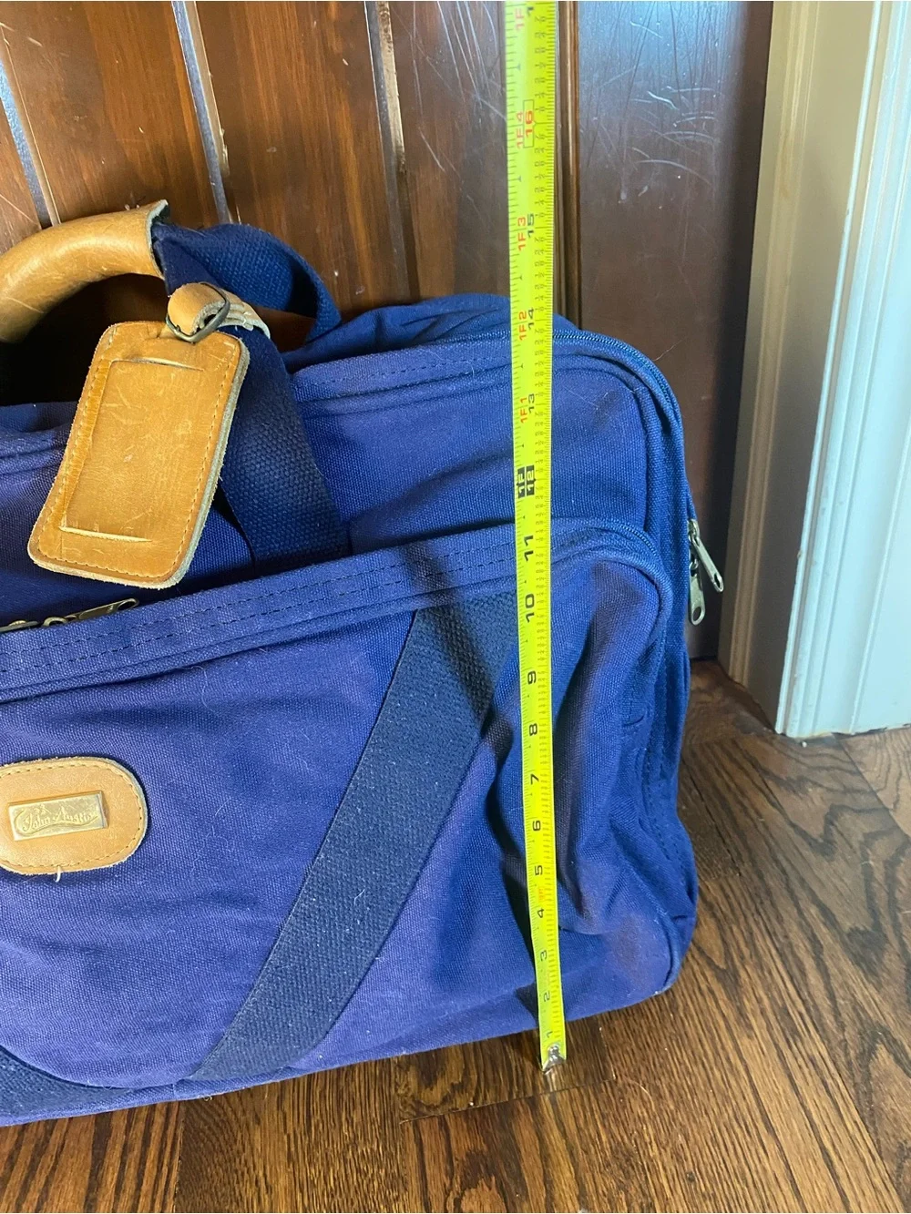 John Austin Navy Blue Duffel Travel Bag Large - 20”L X 14”H X 10”